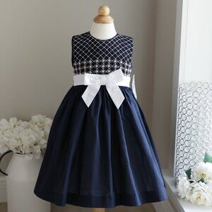 Navy Smocked Dress Sleeveless Luli & Me Boutique Size 4 New With Tags